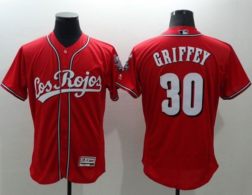 Reds #30 Ken Griffey Red Flexbase Authentic Collection Los Rojos Stitched MLB Jersey - Click Image to Close